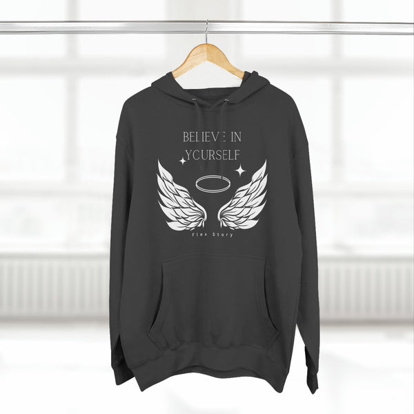Angel Wings Hoodie | Believe in Yourself - Inspirational Hoodie | Cozy Sweatshirt Charcoal Heather Hoodie flexstoryhoodies Flex Story Your Story Matters