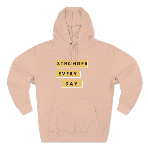 Sweatshirt Pullover Hoodie for Casual Streetwear Outfit Urban Fashion Fitness Inspired Gym Style Basic Clothing Motivational Aesthetic Look with Quote About Strength Mens and Womens Pale Pink Hoodie with Graphics by Flex Story Streetwear Brand flexstoryhoodies