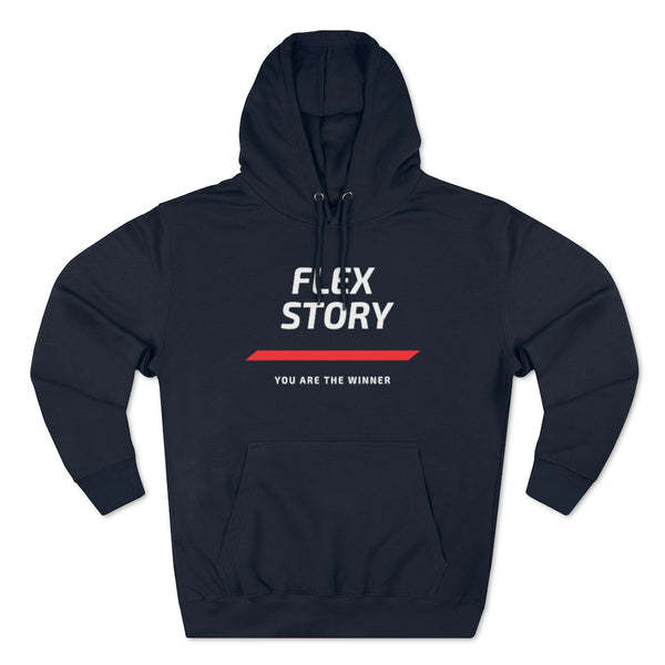 Hoodie Sweatshirt Style for Pullover Hoodie Outfit Streetwear Fashion Basic Clothing Casual Wear Motivating Fitness Inspired Look with Quote Words Mens and Womens Navy Hoodie with Graphics by Flex Story Streetwear Brand flexstoryhoodies