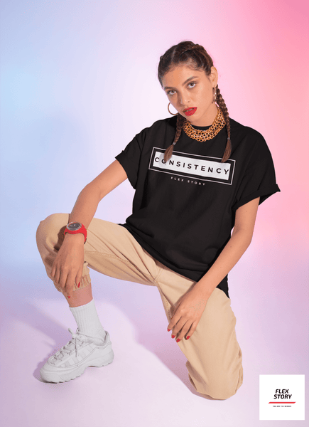 Fitness Theme Tee | Gym Lover Gift Idea | Consistency T-Shirt Mens and Womens Shirts with Graphics by Flex Story Streetwear Brand flexstoryhoodies