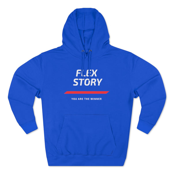 Hoodie Sweatshirt Style for Pullover Hoodie Outfit Streetwear Fashion Basic Clothing Casual Wear Motivating Fitness Inspired Look with Quote Words Mens and Womens Royal Blue Hoodie with Graphics by Flex Story Streetwear Brand flexstoryhoodies