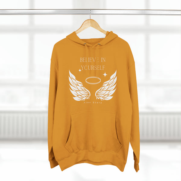 Angel Wings Hoodie | Believe in Yourself - Inspirational Hoodie | Cozy Sweatshirt Mustard Hoodie flexstoryhoodies Flex Story Your Story Matters