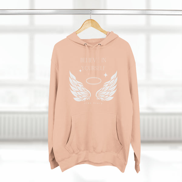 Angel Wings Hoodie | Believe in Yourself - Inspirational Hoodie | Cozy Sweatshirt Pale Pink Hoodie flexstoryhoodies Flex Story Your Story Matters