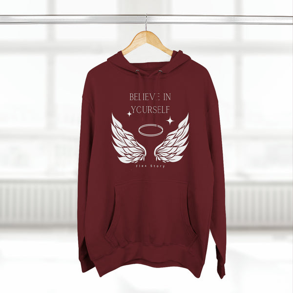 Angel Wings Hoodie | Believe in Yourself - Inspirational Hoodie | Cozy Sweatshirt Burgundy Hoodie flexstoryhoodies Flex Story Your Story Matters