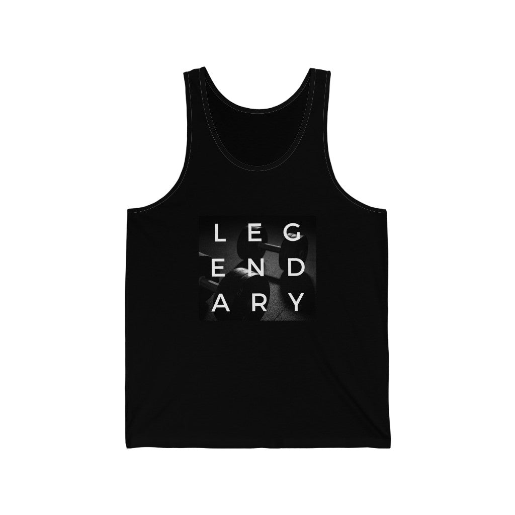 Legendary Fitness Tank Top | Legendary Gym Tank Top | Unisex Mens and Womens Black Tank Top with Graphics by Flex Story Streetwear Brand flexstoryhoodies