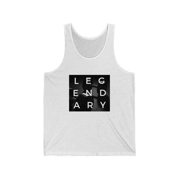 Legendary Fitness Tank Top | Legendary Gym Tank Top | Unisex Mens and Womens White Tank Top with Graphics by Flex Story Streetwear Brand flexstoryhoodies