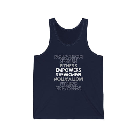 Motivation Gym Tank Top | Motivation Fitness Tank top | Fitness Black Tank Top Mens and Womens Navy Tank Top with Graphics by Flex Story Streetwear Brand flexstoryhoodies