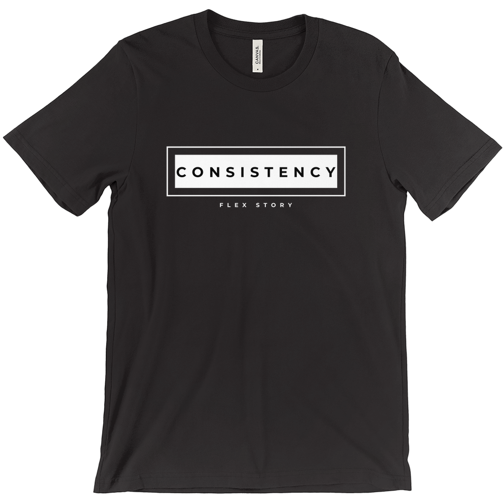 Fitness Theme Tee | Gym Lover Gift Idea | Consistency T-Shirt Black Small (S) Shirts flexstoryhoodies Flex Story Your Story Matters