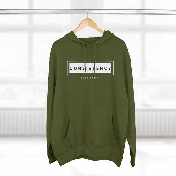 Sweatshirt Pullover Hoodie for Sweatshirt Outfit Streetwear Fashion Casual Style Basic Clothing Wear with Urban Aesthetics Fitness Motivation Quote Inspiring Consistency Mens and Womens Hoodie with Graphics by Flex Story Streetwear Brand flexstoryhoodies