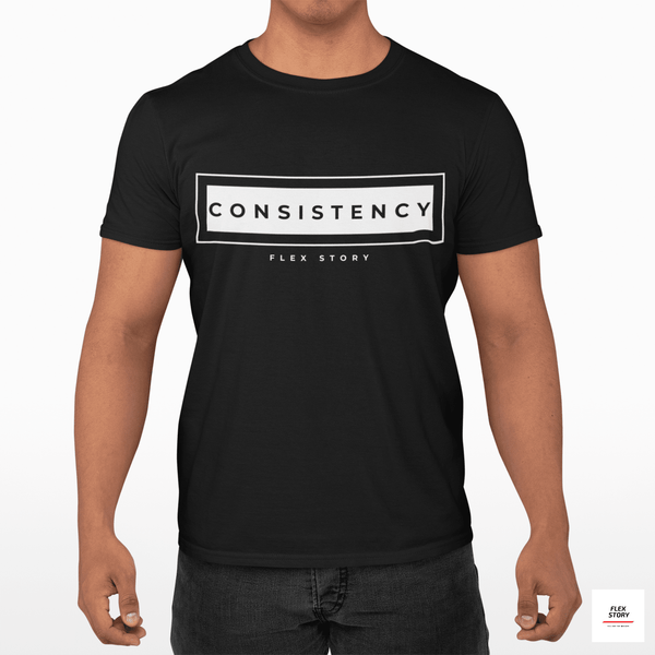 Fitness Theme Tee | Gym Lover Gift Idea | Consistency T-Shirt Shirts flexstoryhoodies Flex Story Your Story Matters