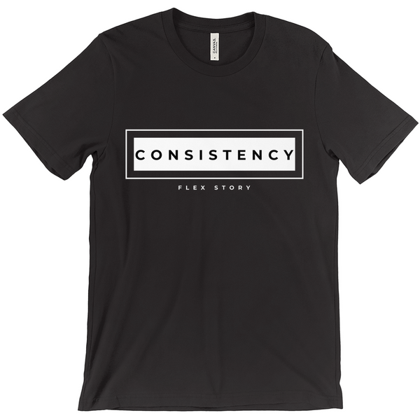 Fitness Theme Tee | Gym Lover Gift Idea | Consistency T-Shirt Black Shirts flexstoryhoodies Flex Story Your Story Matters